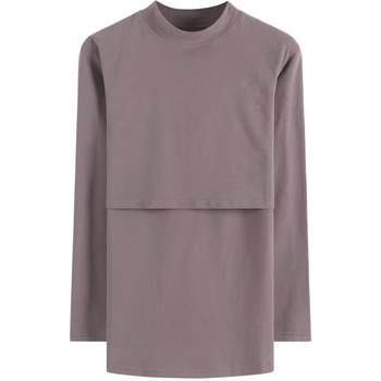 Pure cotton mid-high collar pregnancy and postpartum nursing top