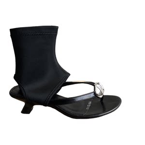 
WSWS Korean style goddess style summer temperament slim metal buckle hollow thong toe medium stiletto sandals fashion sandals