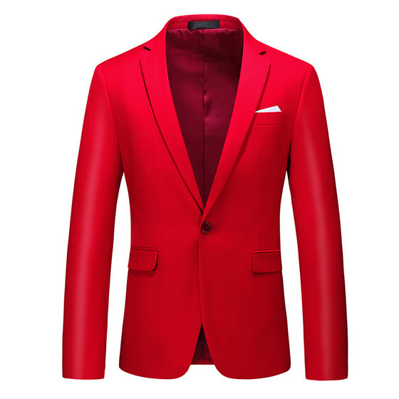 
Men's white large size business casual formal suit jacket red suit suit color stage performance dress
