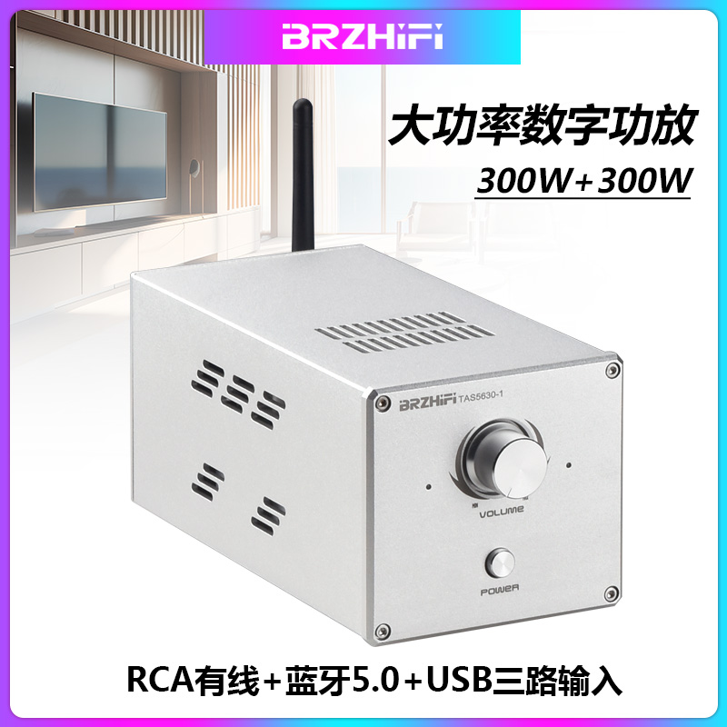 BRZHIFI TAS5630功放支持PC-USB蓝牙5.0独立解码大功率家用立体声