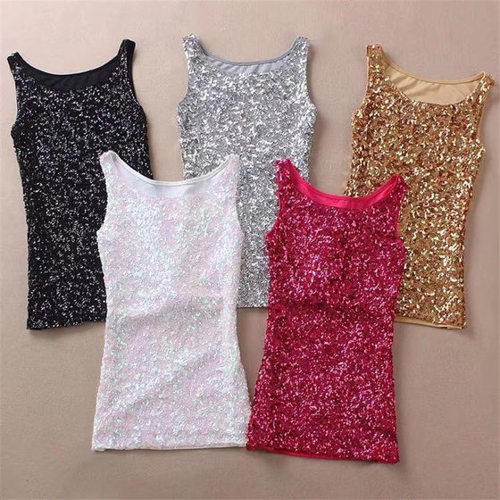 Sequin sleeveless bottom camisole vest亮片无袖打底吊带背心女