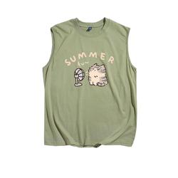 Fan Kitten Trendy Brand Cotton Hurdle Vest Men's Summer New Thin Section Outerwear Sleeveless T-shirt