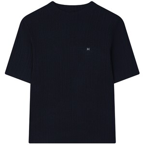 FILA official women's knitted sweater 2025 spring new fashion basic simple casual short-sleeved sweater
