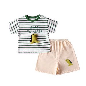 
Children 0-9 years old short-sleeved suit cartoon doll T-shirt cotton boys and girls summer two-piece set for small and medium-sized children with comfortable shoulder buttons