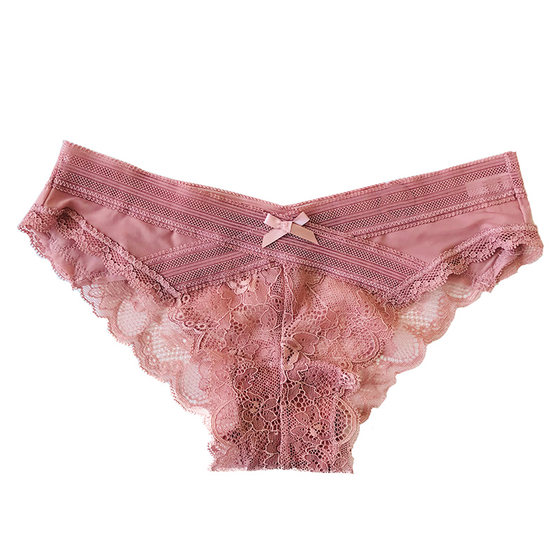 3 Give 1 Sexy lace panties x cross -sex half -pack semi -seductive see -through trousers low waist cotton file
