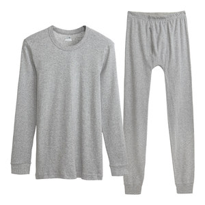 Three guns underwear women's pure cotton autumn clothes autumn trousers cotton sweater basic thin all -cotton round collar warm underwear suit men