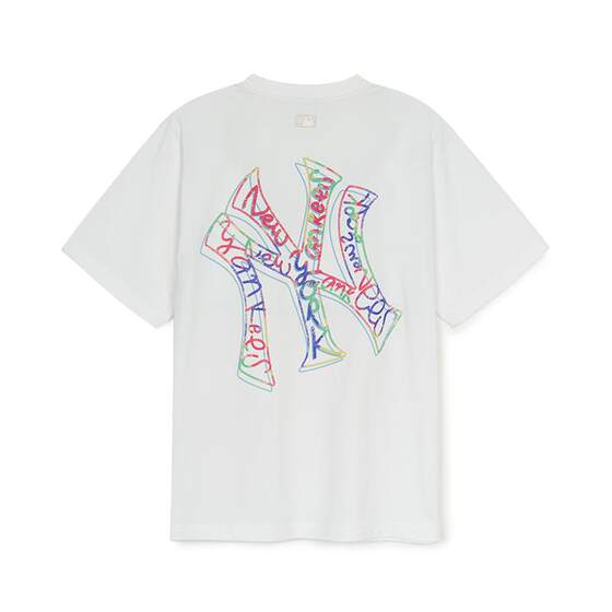 
MLB official male and female couple graffiti back label big logo fashion trend sports T-shirt summer new TSB09