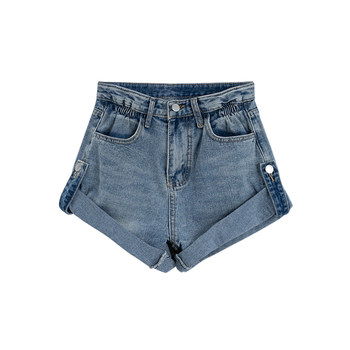 Women's summer thin style with wide-leg denim shorts
