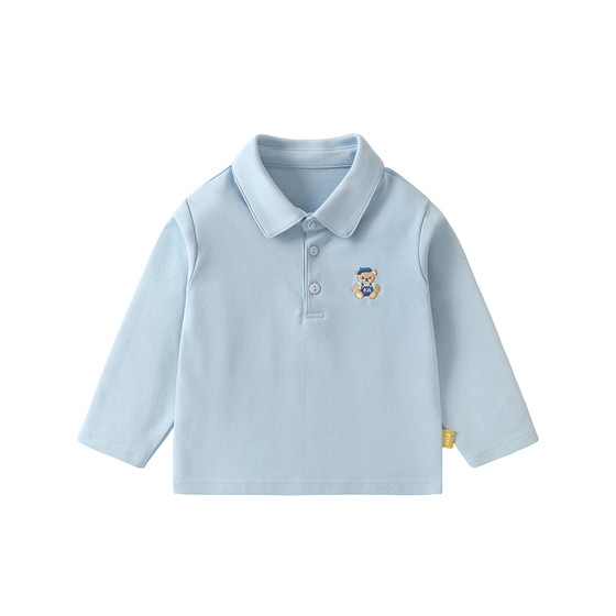 
Kaka Panda baby polo long-sleeved T-shirt spring boys' tops girls spring and autumn lapel clothes baby spring clothes