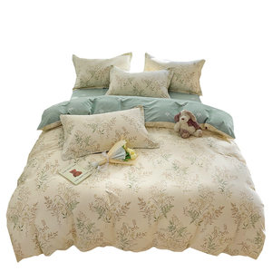 
Four Seasons Pure Cotton Four-piece Set 100 Cotton Category A Maternal and Infant Grade Bedding Sheets and Quilt Covers Cartoon Dormitory Three-piece Set