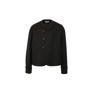 
PIHO designer high-end retro woolen short coat original autumn and winter arc-shaped lapel loose jacket