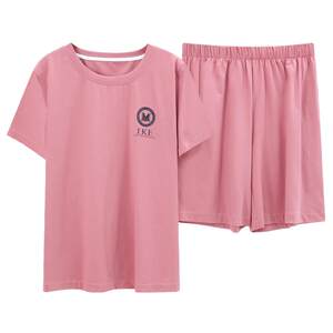 
Modal cotton 2026 pajamas for women summer short-sleeved thin ice silk feel with chest pad cute cartoon home clothes set