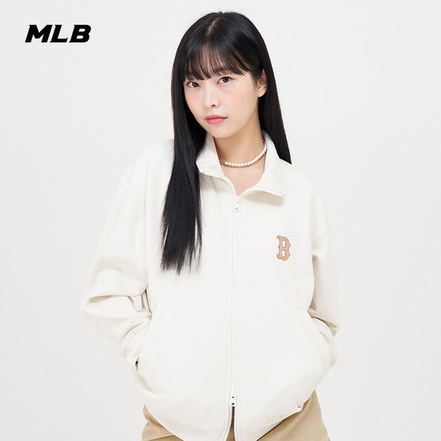 MLB官方 男女情侣基础款运动外套刺绣logo拉链衫23新款TRB10