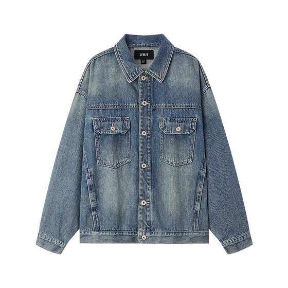 
Senrou Denim Senma Jacket Men's 2024 Autumn New American Retro Denim Jacket Loose, Trendy and Fashionable