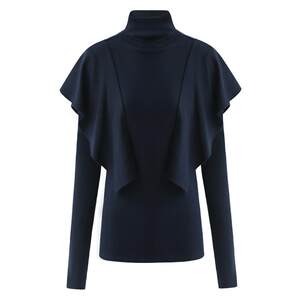 
COCOBELLA design ruffled fake two-piece sweater women's turtleneck cape sweater MZ0069-2