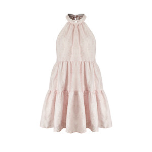 
WhyBerry 23SS 'sweet cream' pink bow short skirt a-line birthday dress halter neck women's summer