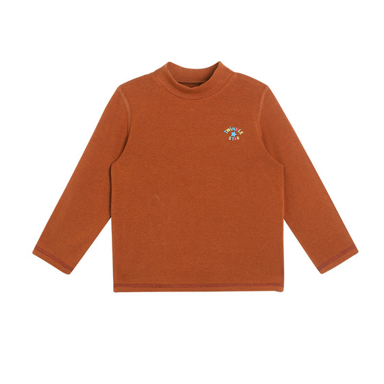 
Little O Dad Baby Boy Baby Bottoming Shirt Long Sleeve Half Turtle Collar Boy Solid Color A Category Baby Autumn and Winter T-Shirt