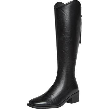 Best Rose Knight 25 winter new style plus velvet brown large cavalry boots women's high boots B7201DG5