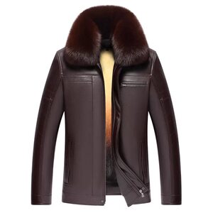 
Middle-aged and elderly men's leather jackets, winter velvet thickened mink coats, Haining fur genuine leather jackets for dads