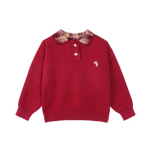 
Xiaoobaokids boys' knitted sweater for small and medium-sized children warm thickened red sweater 2026 new autumn and winter top