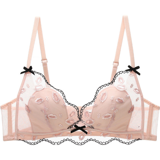 
Six Rabbits Sexy Lace Underwear Women's Small Breast Push Up Bra Thin Section Breast Reduction Comfortable Wireless Bra