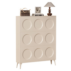Ultra-thin cream style tipping shoe cabinet for home entrance