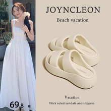 Jingqi versatile thick soles with a sense of stepping on feces and matching skirts and sandals