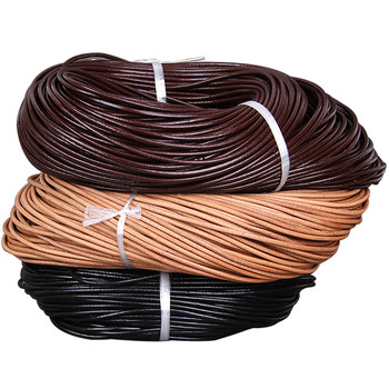 Black head layer round leather rope DIY handmade material