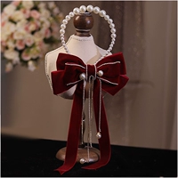 Вечернее платье, аксессуар для волос, красная заколка для волос с бантиком для невесты, французский стиль, коллекция 2022