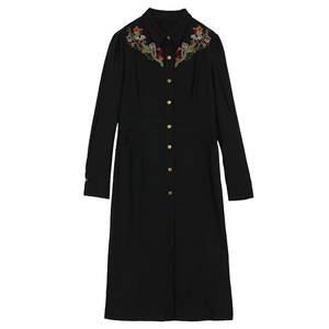 
Answer to the embroidered dress with long sleeves for women in autumn retro literary slim shirt style long skirt 248ML8301