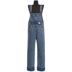 Nancycavally Energetic And Age-reducing Multi-pocket Styling Divided Wide Ruffled Hem Badge Denim Overalls