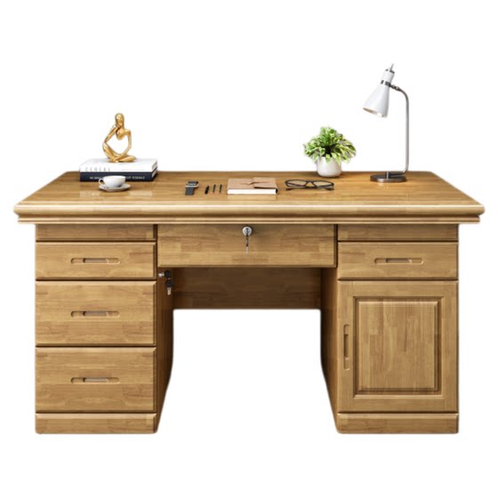 
Solid wood desk desktop computer desk single person with drawer Chinese home desk writing desk office boss desk