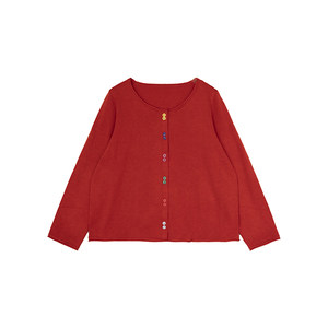 
Sheep wool mulberry silk French round neck colorful buttons casual fashion knitted cardigan sweater Annie Forest