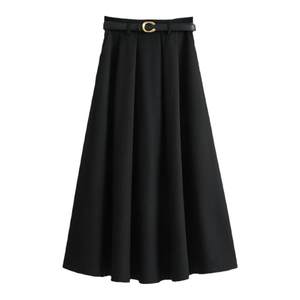 
Dahong Official Selection Store Retro Pictorial Autumn and Winter High Waist Drape Mid-length Professional Skirt A-line Umbrella Skirt Looks Slim