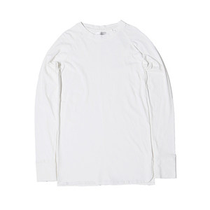 European and American high streets, split solid color mid -long long -color sweater bottoming shirt arc, men and women loose long -sleeved T -shirts