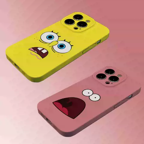 SpongeBob & Patrick Star Surprised Expression Phone Cases – Cartoon Best Friends Couple Cover Phone Case for iPhone, Xiaomi
