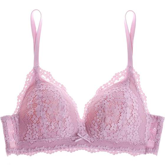 
Curious Miss lace underwear for women with small breasts gathered to show big sexy bra set without steel rings 2025 Spring Purple