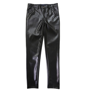 Spring and autumn new slim -fitting pants high elastic torrents Middle -aged and youth locomotive tight leather pants men's fashion youth bars