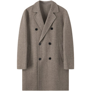 
High-end double-sided woolen coat for men, woolen woolen mid-length Nizi windbreaker, autumn and winter double-breasted coat for men