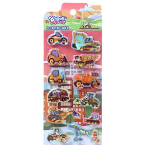 
Children's cartoon crystal transportation engineering car three-dimensional shaking with water sticker boy reward sticker