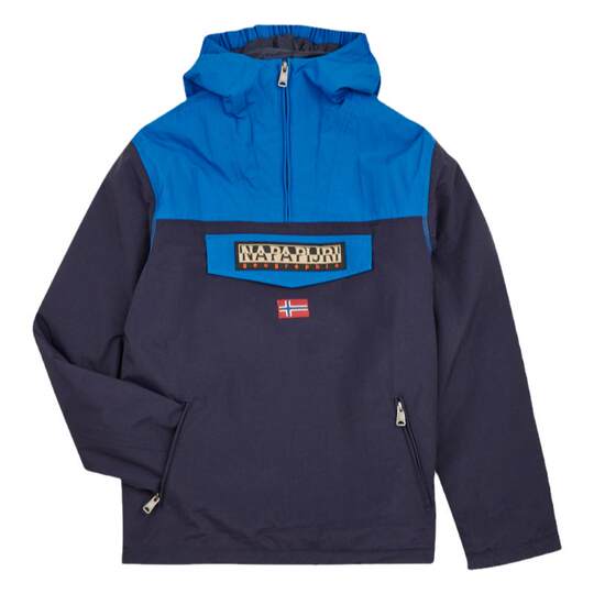 Napapijri 子供服屋外暖かいフード付きコットンコートブルー冬新防寒 