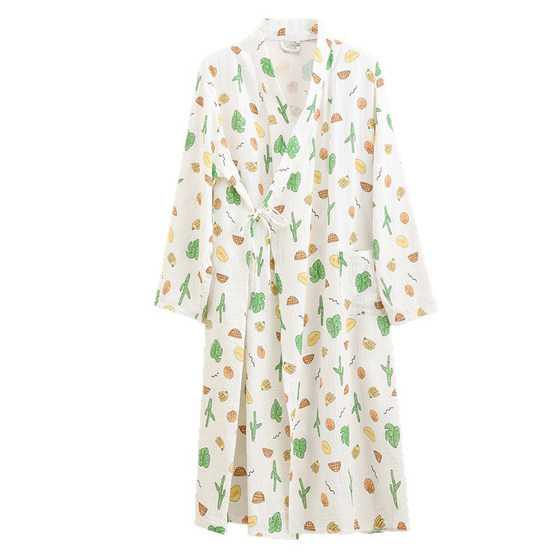 
Japanese bathrobe pure cotton gauze large size fat mm200*0.5kg spring and autumn long-sleeved water-absorbent quick-drying nightgown bathrobe home clothes