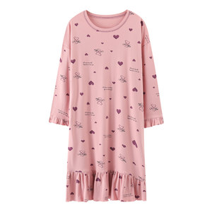 
2022 New Long Sleeve Cotton Nightgown Women's Spring and Autumn Casual Loose Large Size Cute Cartoon Home Clothes Pajamas