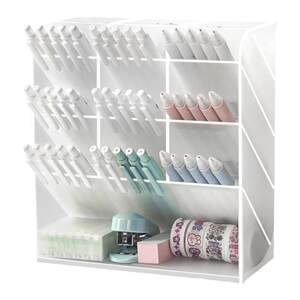 
Slant pen holder office desktop student transparent pen barrel storage box pen holder multi-functional creative simple style fashion large capacity stationery pen box acrylic desktop children girls boys