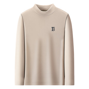 
Genuine Italian German velvet long-sleeved T-shirt for men in autumn and winter B-shaped half turtleneck double-sided velvet inner bottoming shirt top