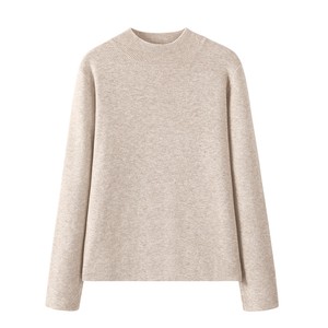 
KCV JeansWest Oatmeal Color Knitted Sweater Women's 2025 New Autumn and Winter Lazy Style Top Women's Bottoming Shirt