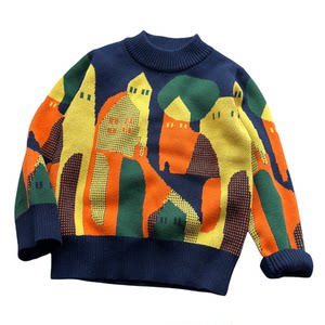 
Double-layer fine wool ~ pure cotton sweater 110-170 New autumn and winter products for boys' cotton thick round neck knitted sweater