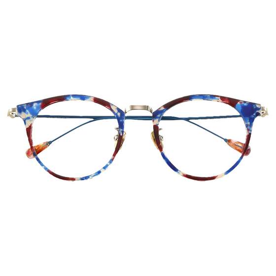 2019 New Glasses Frame Frame Frame Red Blossom Color Round Face Retro Big Face List Girl Impamoscopic Glasses Grade

