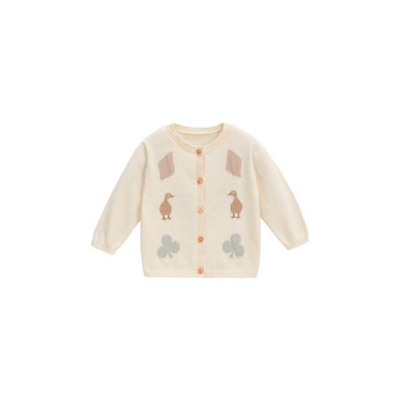 
whitewheat26 spring new long-sleeved cardigan sweater for boys and girls thick baby fashionable pure cotton sweater thick