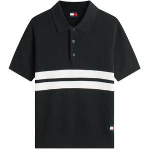 
[Strip texture] Tommy26 spring and summer pure cotton retro contrast color short-sleeved POLO sweater for men and women